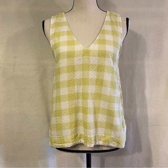 Madewell | Tops | Madewell Cotton Side Button Yellow White Gingham